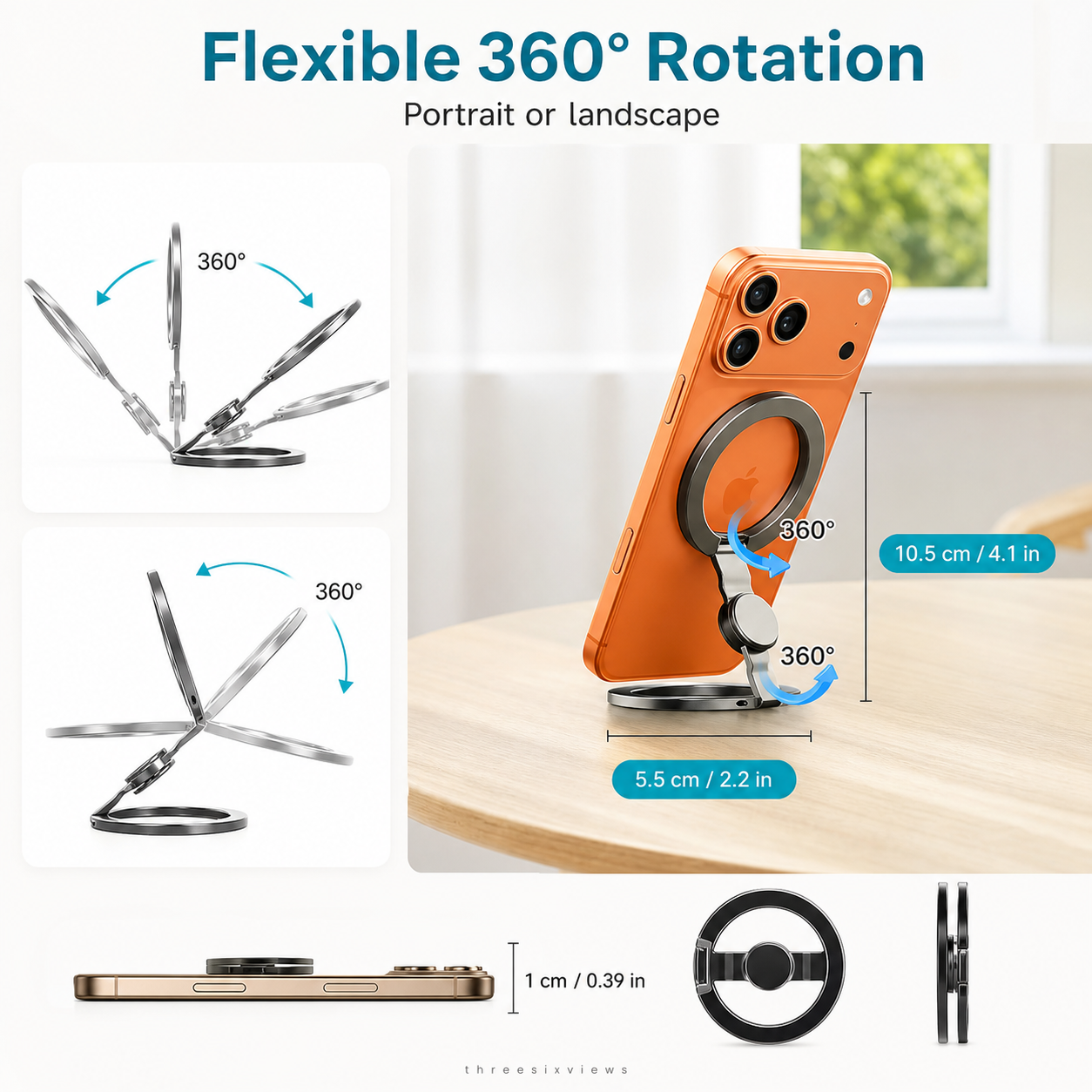 threesixviews SpinGrip 360 Magnetic Phone Stand & Fidget Spinner