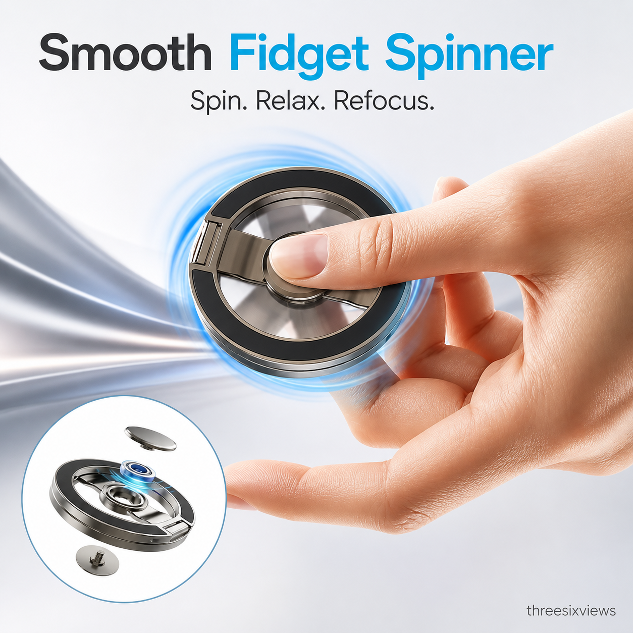 threesixviews SpinGrip 360 Magnetic Phone Stand & Fidget Spinner